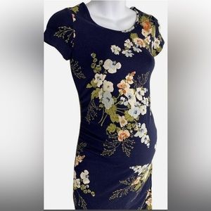 NWT Navy Floral Isabel Maternity Dress Spring Comfy